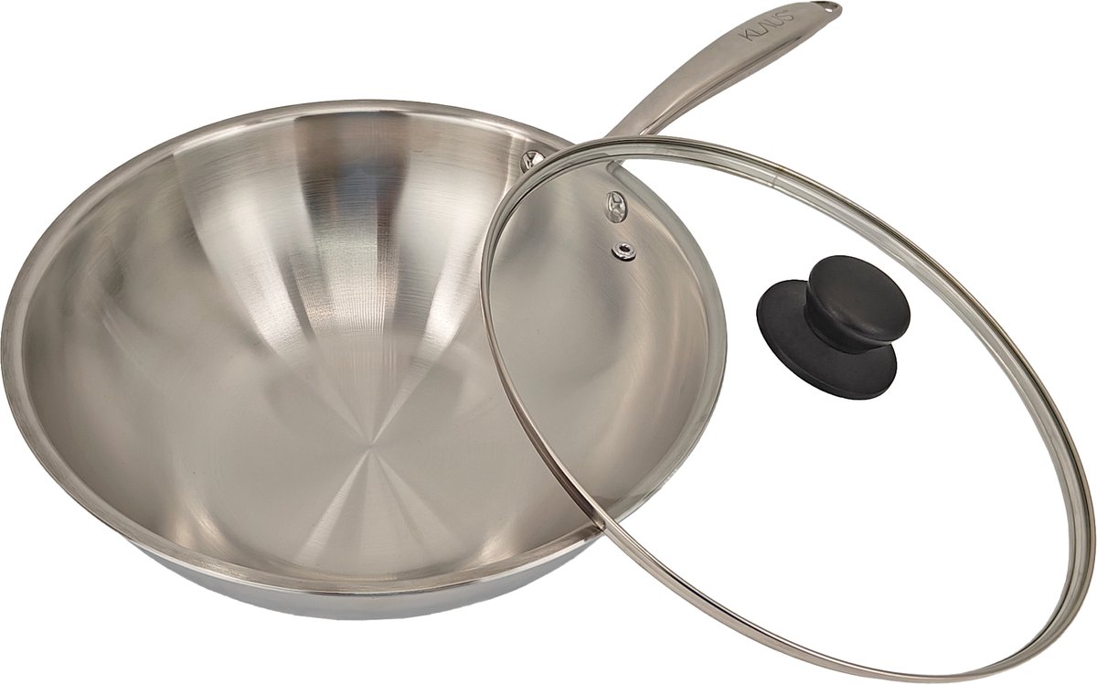 KLAUS Triply Wokpan met deksel - 28 cm - Zonder PFAS - Inductie – RVS