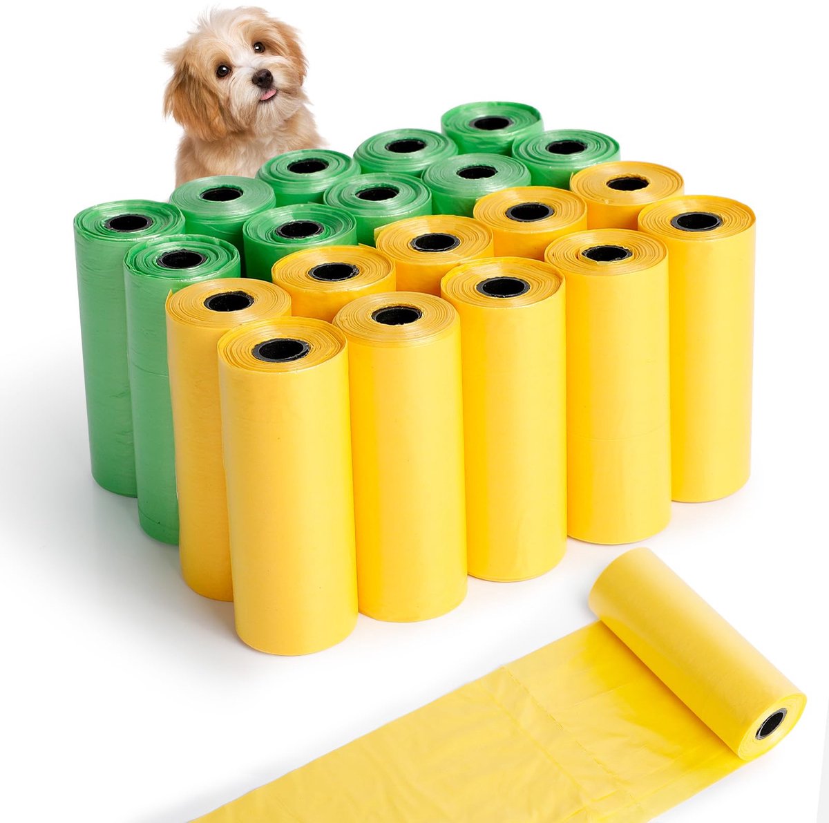 Ibenzoa® Hondenpoepzakjes Set van 300 Stuks met Geurloze Bescherming, 20 Rollen, 15 Per Rol