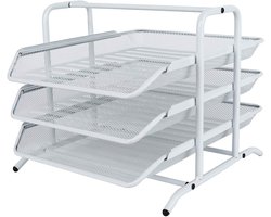 EasyPAG 3-vaks A4 metalen bureau organizer documenthouder archieflade tijdschriftenhouder brievenbak papieren tijdschriften organizer, wit