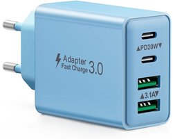 USB-C Oplader, 40W 4-Poorts Snelle Oplader voor iPhone & Samsung