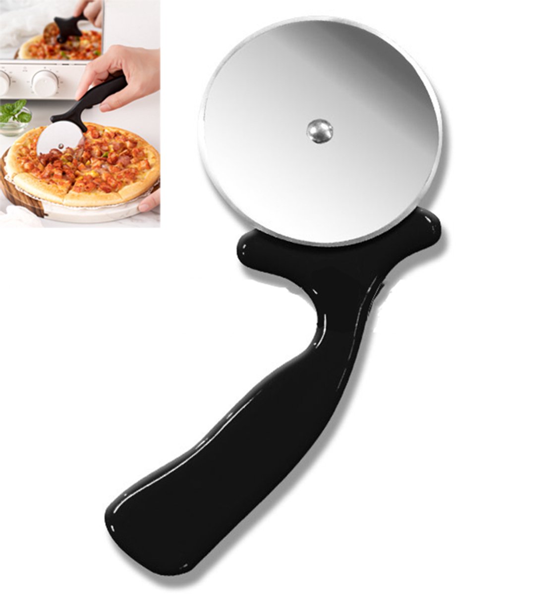 Crrynuo Pizzasnijder - Pizzaroller - Pizzames - RVS - Ergonomische Pizzasnijder - Roller - Keukengerei