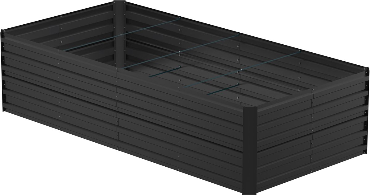 240 x 120 x 58cm Verhoogd Bed Metal Planter Verhoogd Bed Kit voor Kruid Bed Groente Bed Planting Box Garden Box Koude Frame teelt voor bloemen, fruit, groenten (Zwart, Rechthoekig)