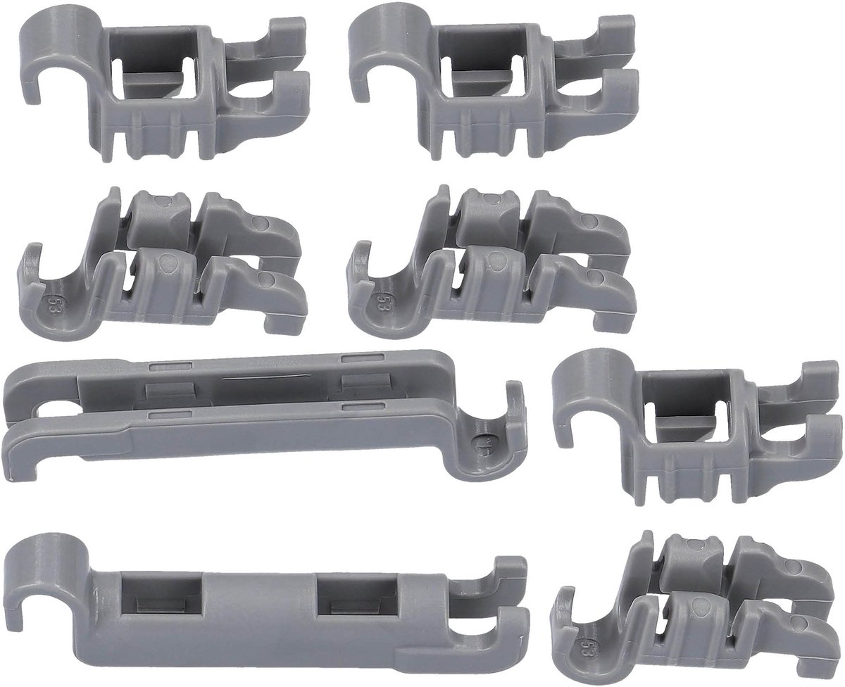 Multaparts® klemmen set voor bordenrek onderkorf vaatwasser Bosch / Siemens | Alternatief voor 00611472 | Set van 8 klemmen, eenvoudige montage