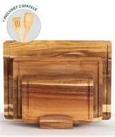Planche à découper en bois avec huile de cire - Planche à boissons - Planche à tapas - Planche à pain - Cadeau de pendaison de crémaillère - 45 x 27 x 3,0 cm - BAUER & MEYER® - S500 Medium - Bois d'acacia