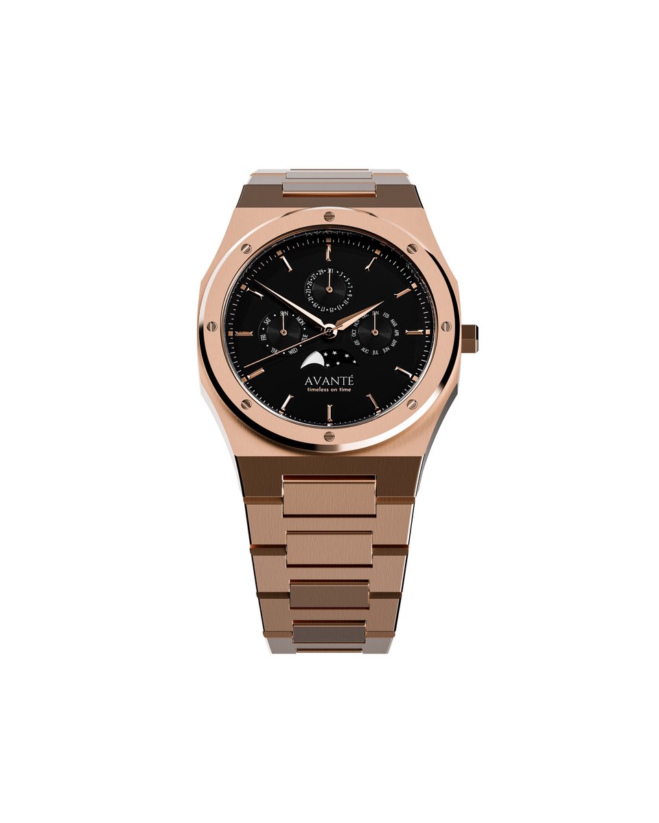 Avanté Watches - Lunar Line 40mm - Rosé goud - Maanfase - Roestvrij staal - Saffier glas - luxe horloge voor mannen