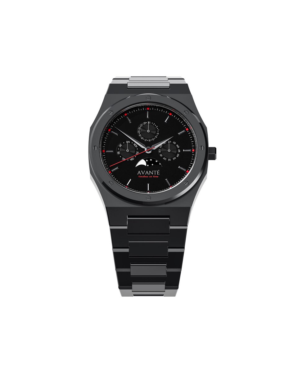 Avanté Watches - Lunar Line 40mm - Gunmetal gray (grijs) - Maanfase - Roestvrij staal - Saffier glas - luxe horloge voor mannen
