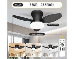Livano Plafondventilator - Met Verlichting - Plafond Ventilator - Met Lamp - Plafonniere Met Ventilator - Met Licht - Zwart - 88cm