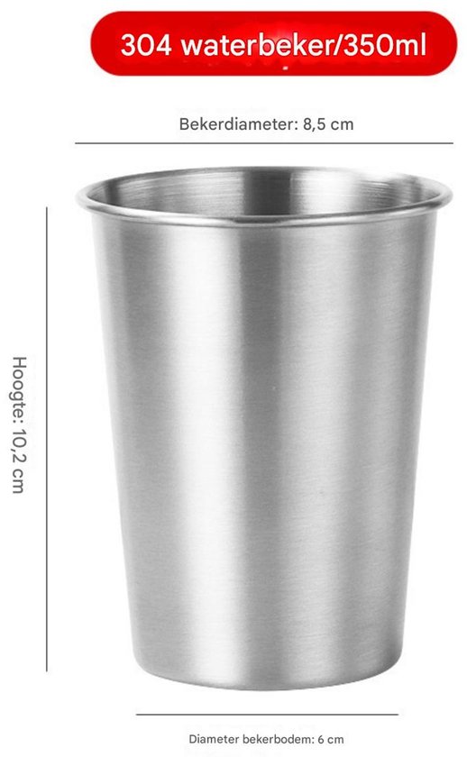 RVS Beker - RVS Bekers - RVS Mokken - RVS Mok - Stapelbaar - Alternatief voor Wegwerp - Sterk & Duurzaam - 350 ml - Set 5 Stuks — afbeelding 5