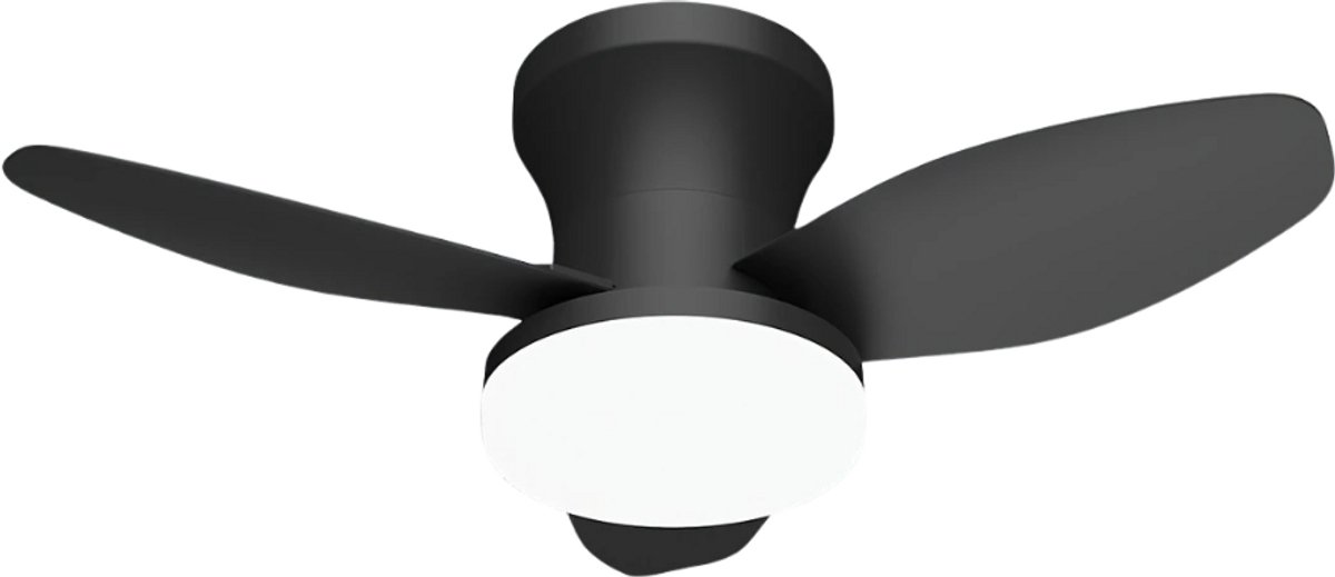 Nivard Plafondventilator - Met Verlichting - Plafond Ventilator - Met Lamp - Plafonniere Met Ventilator - Met Licht - Zwart - 65cm