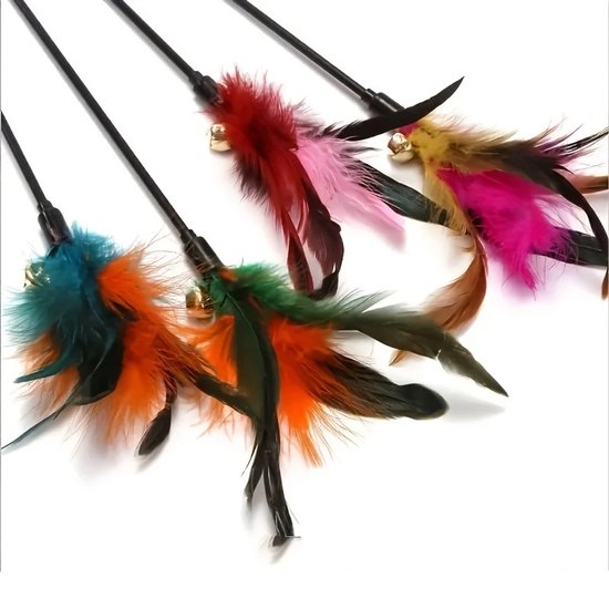 ZDQC Kattenbellen Toverstaf, Kattenhengel Zuignap, Kattenhengel met Veren en Belletjes, Kattenbellen Toverstaf, Interactief Kattenspeelgoed Veren (Vlinder Vogel