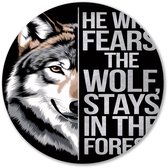 Wolf kunstwerk met inspirerende quote - Wolf muurcirkel - Wandschalen dieren - Digital Art - Muurcirkel Forex - Wandkunst voor slaapkamers - muurcirkel forex 40x40 cm