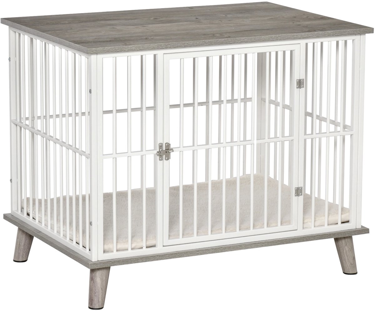 Houten Honden Bench 86L x 60B x 70H cm – Grijs/Wit