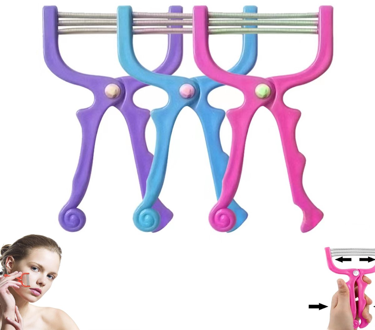 3x Epileerveer - Epilator - Epilator Dames - Bovenlip Ontharen - Epileerveer Gezicht - Epilator Gezicht - Epilator Vrouwen - Epiroller - Epileer Pincet - Gezichtshaar Verwijderen - Donshaartjes Verwijderen - Snel En Pijnloos - Geen Batterijen Nodig