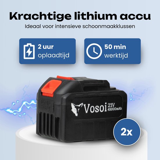 Vosoi Hogedrukreiniger - Draadloze Hogedrukreiniger - Hogedrukreiniger Auto - Hogedrukreiniger Accu - Terrasreiniger - Hogedrukspuit - 400W - 2x 45000 mAh Accu - Luxe koffer - 100 minuten gebruik van Merkloos	 — afbeelding 3