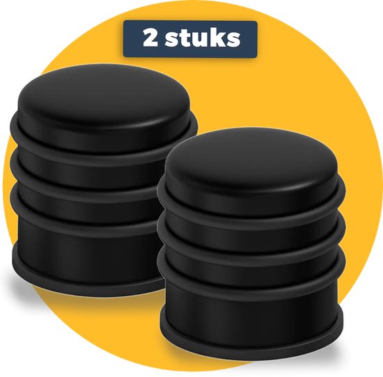 Pasper Deurstopper 2 stuks - ø 9 x 8 cm - zwart - 1.1 kg - deurstoppers voor binnen en buiten - deurbuffer