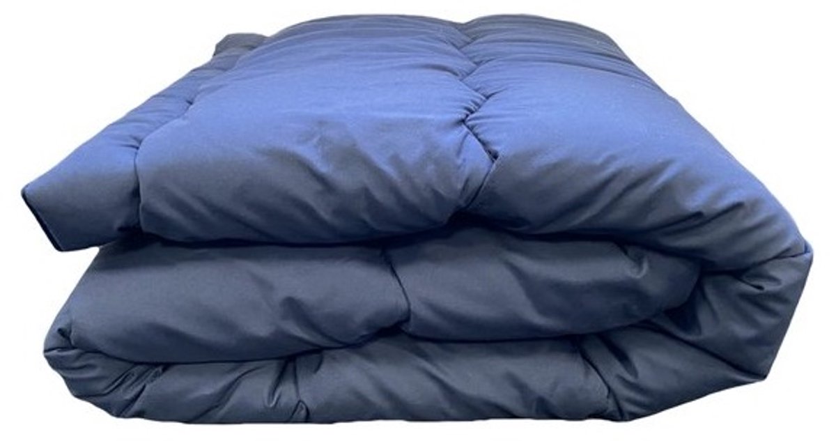 Topmerk - Luxe en makkelijk dekbed zonder overtrek (B-keuze) – Hoesloos Lits-jumeaux dekbed 240x220 cm – Anti-allergisch & hygiënisch – Wasbaar op 60°C – Wolkenzacht en soepel – Blauw – All Year comfort zomerdekbed & winterdekbed DUURZAMERE KEUZE