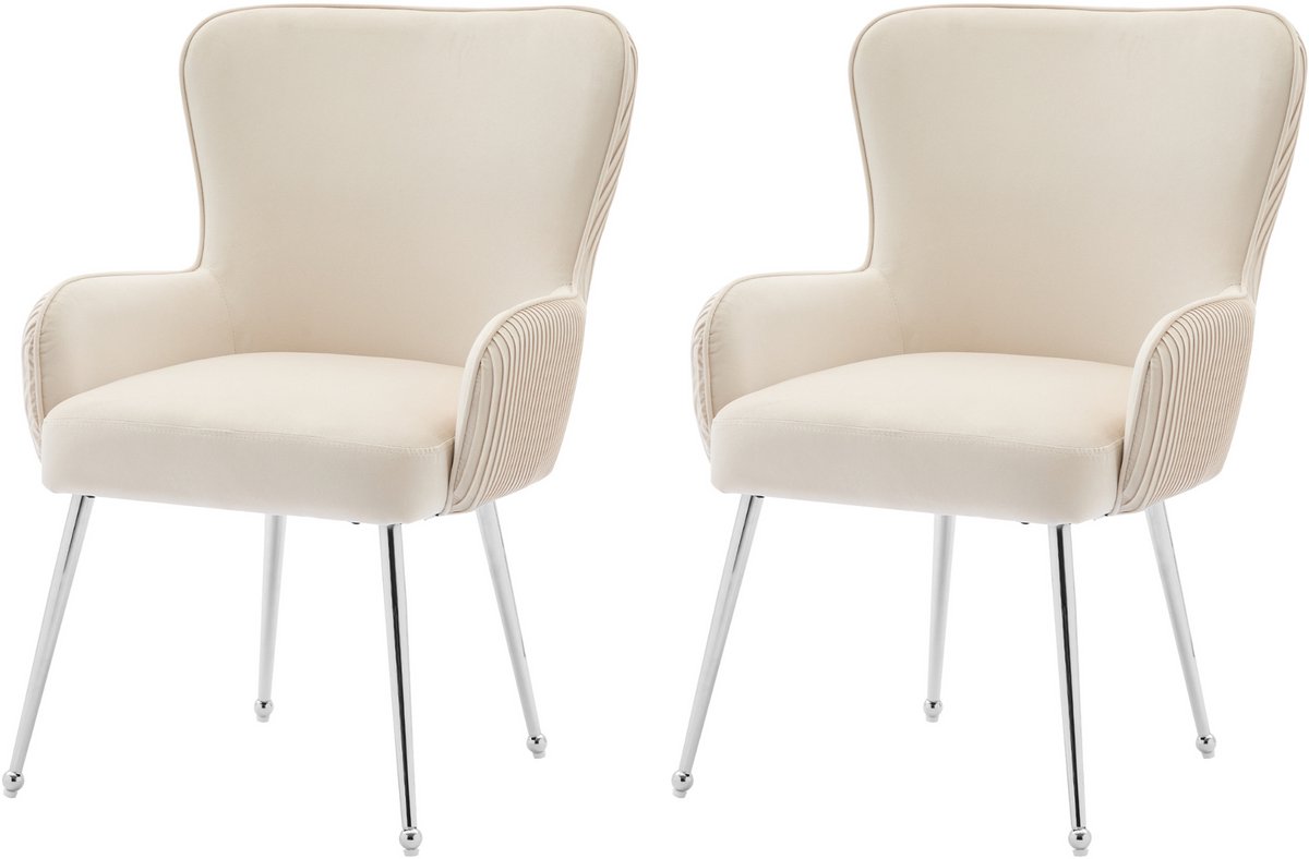 Fluwelen eetkamerstoel - set van 2 - woonkamer - slaapkamer - loungestoel - met armleuning