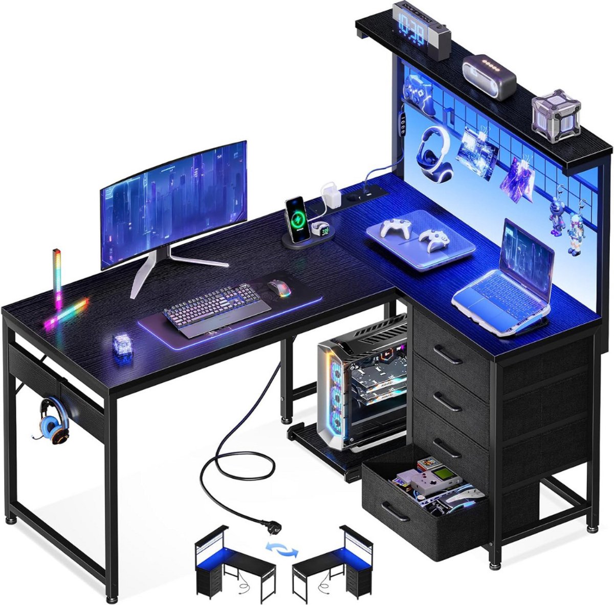 Hoekbureau Gaming - Bureau L Vormig - Computer Desk