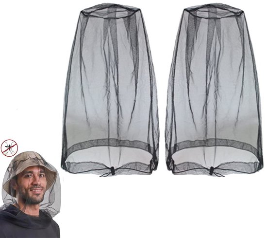 2 Stuks Muggen- Wespen Hoed - Anti-Muggen Hoofdnet - Hoofdnetje Tegen Muggen - Antimuggen Hoofdnet - Muggennet - Mosquito Headnet - Gezichtsbescherming - Klamboe Voor Hoofd - Hoofdklamboe - UV Werende Zonnehoed - Bescherming Tegen Insectenbeten
