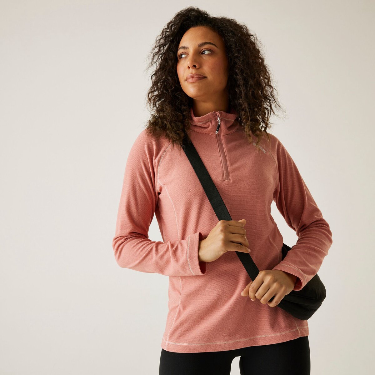Montes lichtgewicht half rits fleece Roze