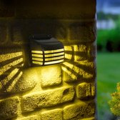 Solar wandlamp buiten 'Stripe' - Set van 4 stuks - Tuinverlichting op zonne-energie geschikt voor schutting - Zwart