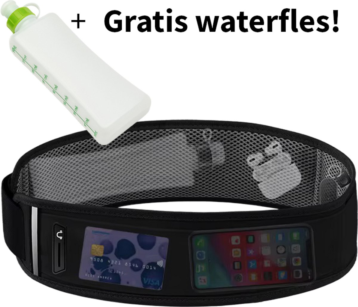 Running belt - Hardloopriem - Soft flask - Drinkgordel - Running belt met drinkfles - Zwart - S/M