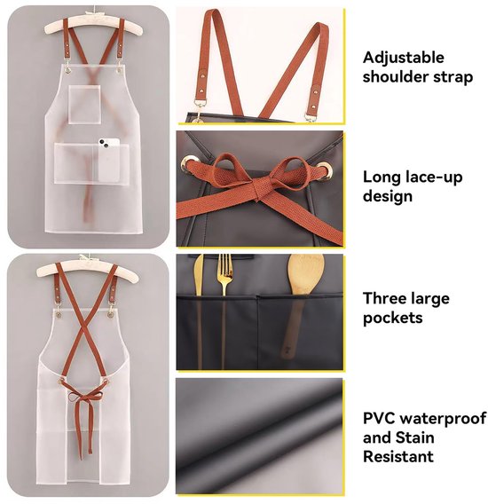 Huishoudelijk werk Schoon PVC Schort Keuken Bakken Koken Oliebestendig Transparant – koop de beste producten in de online winkel