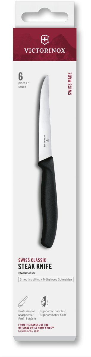Victorinox Swiss Classic Steakmes 6-delig - 11cm - Zwart - Glad