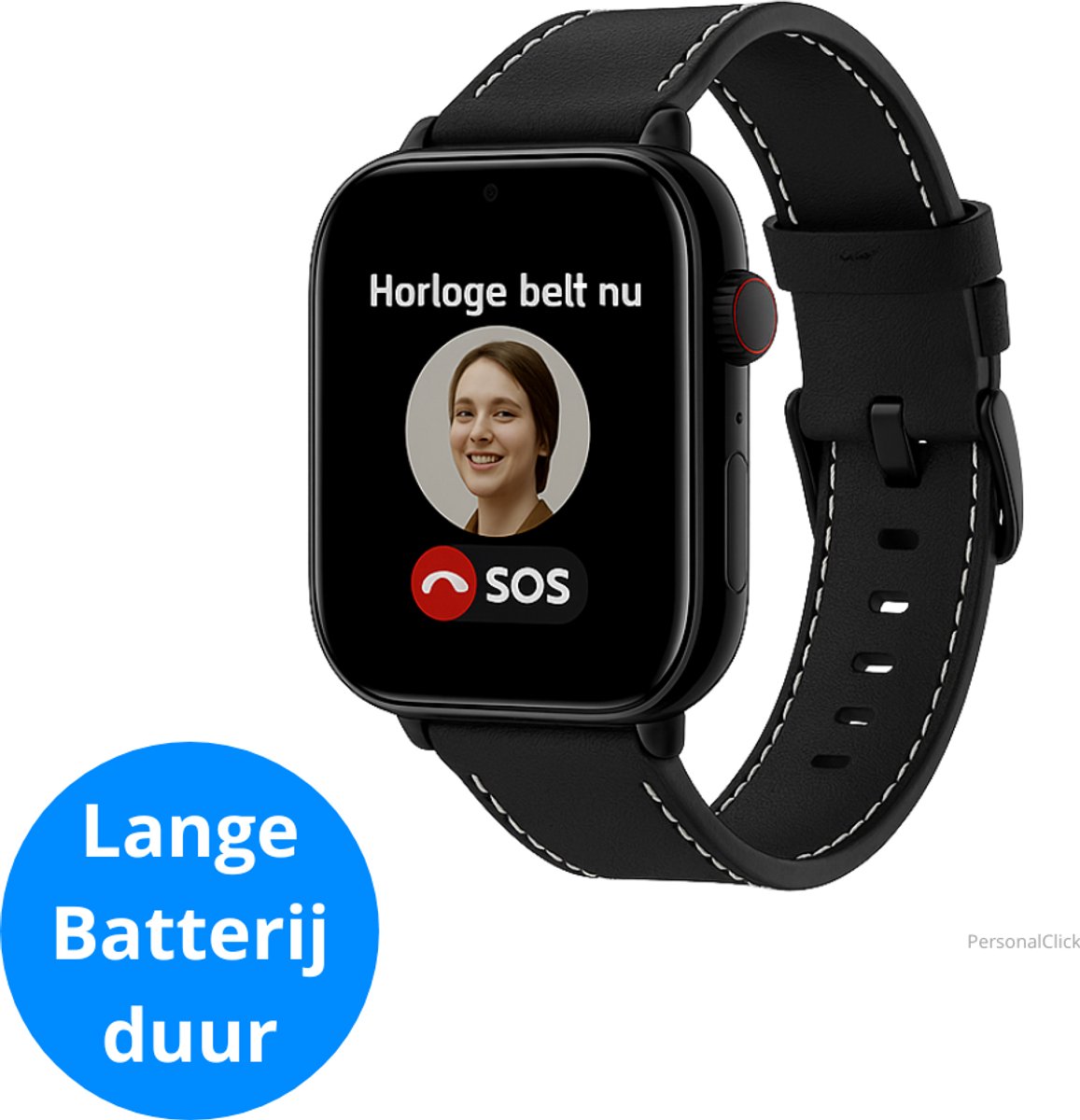 PersonalClick SOS Alarmhorloge Leder Zwart
