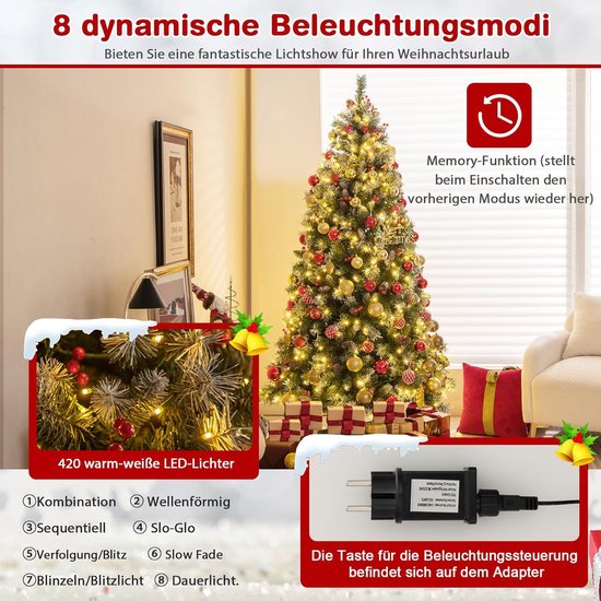 Costway Kunstkerstboom Met Sneeuw En Warmwitte Ledve 180 225 Cm Dennenboom Met Metalen Standaard Kerstboom Pvc Naalden Kunstboom Kerstmis Klapsysteem 225 Cm 1153499281