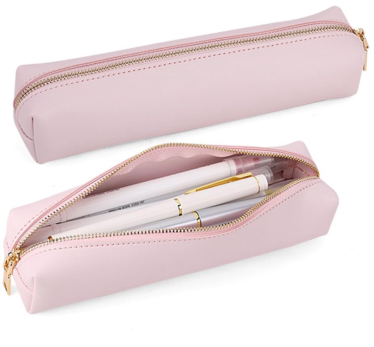 Leren pennenetui voor tieners en studenten - Uniseks etui voor school en kantoor - Roze etui als cadeau