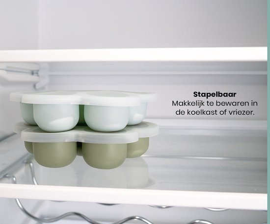 Loti Living Babyvoeding Bewaarbakjes Set - Set van 2 inclusief 4 stuks babylepels - Diepvriesbakjes - Vriezer Bakjes - BPA Vrij Siliconen Babyvoedingsaccessoires van Merkloos — afbeelding 2