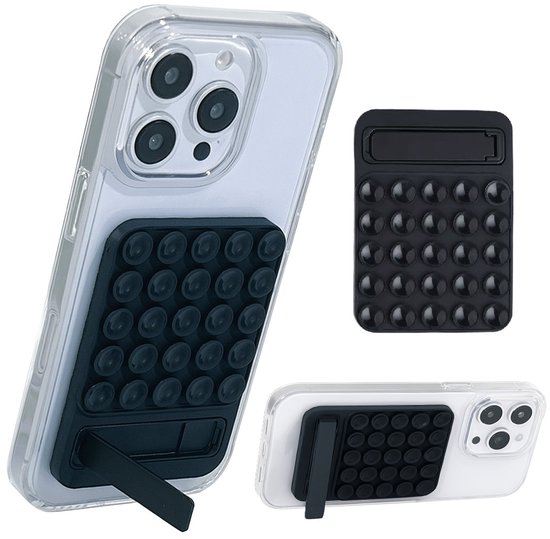Support de téléphone à ventouse autocollant en Siliconen | Support pour coque de téléphone | Adhérence optimale | Pour selfies et vidéos | Zwart