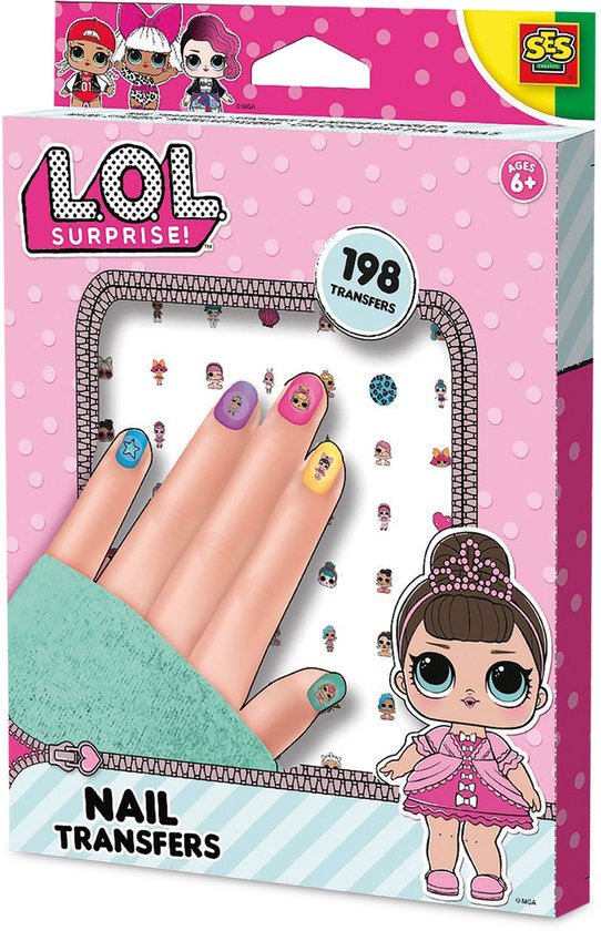 SES Creative - L.O.L. - Nagel Opmaken - Knutselen Meisjes - 198 Stickers - Aanbrengen met Water - Vanaf 6 jaar