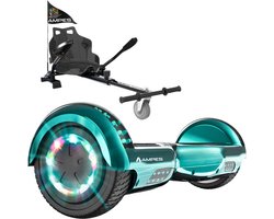 Ampes Hoverboard - Bluetooth Speaker - 24V 4.0 Ah Accu - Oxboard - 12 km/h - UL2272 Gecertificeerd - LED Verlichting - Anti lek banden - Belastbaar tot 120KG - 6.5 Inch - Inclusief Draagtas - 700W - Chroom Groen + Hoverkart Carbon