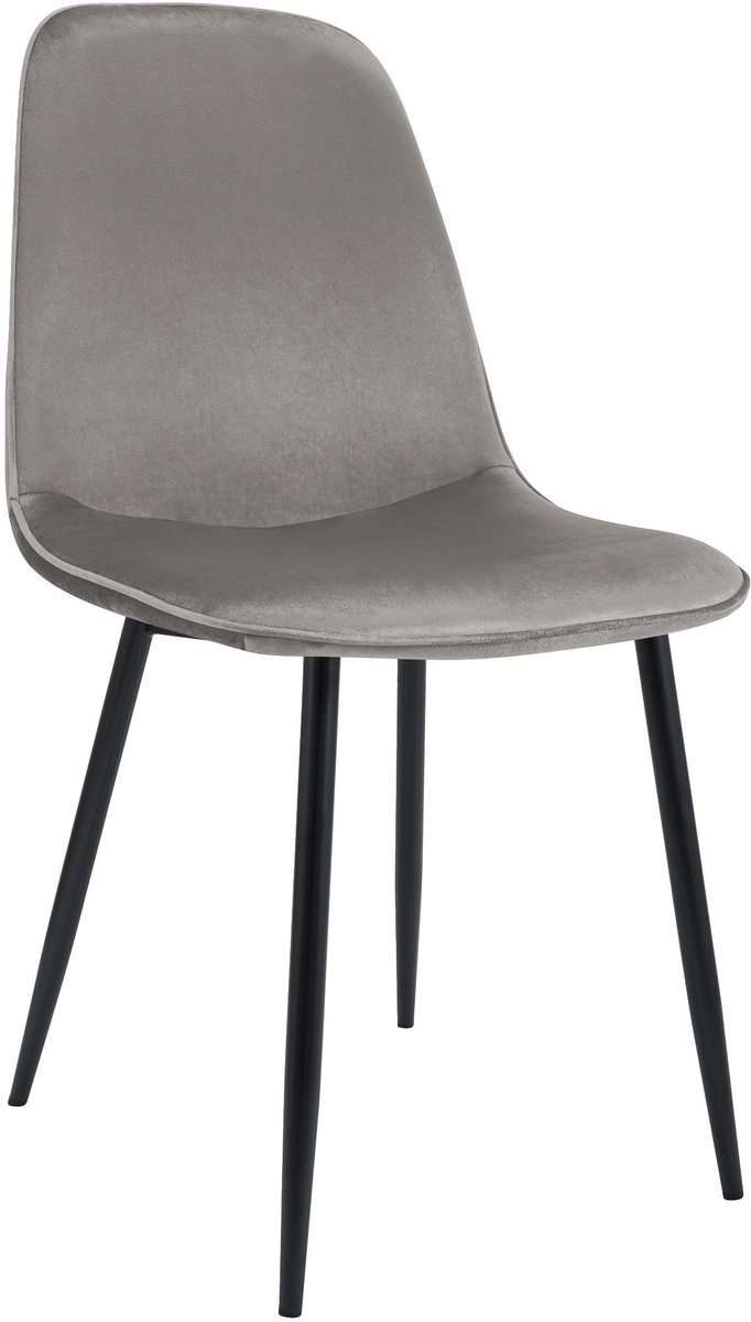 CLP Maryam Eetkamerstoel - klassiek - met rugleuning - zwart metalen frame - belastbaar tot 150 kg - Fluweel/licht grijs