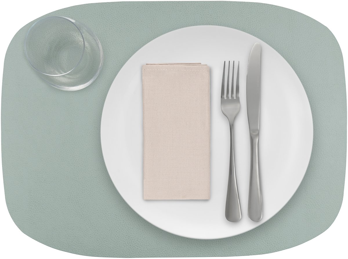 1x Skinnatur Placemat leder – Icy grey– blauw – 45x33cm - gerecycleerd leer – tafeldecoratie - onderlegger