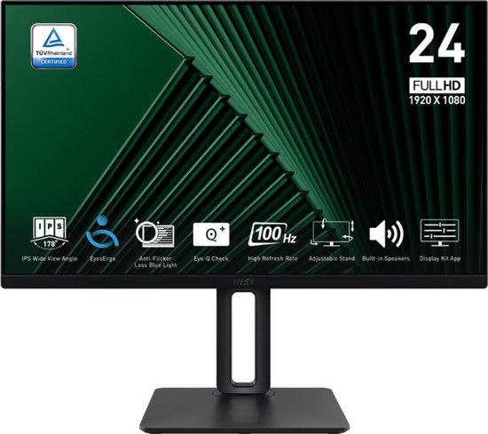 MSI PRO MP245PG 24″ Full HD IPS Monitor 100Hz 1ms Adaptive Sync Ergonomisch 4-Way Verstelbaar Speakers