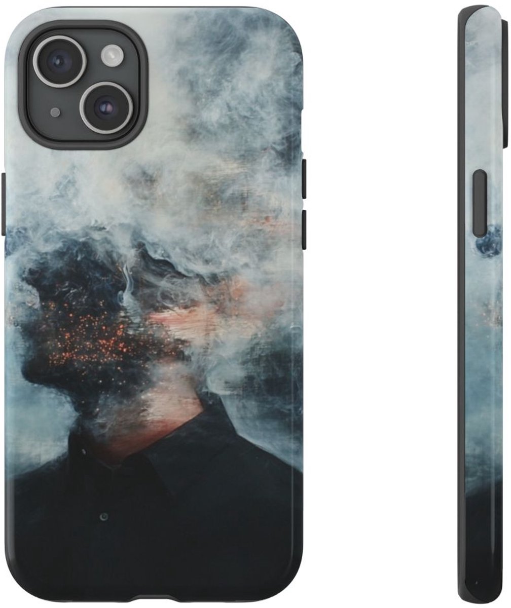 Rookachtig Abstract Portret – Telefoonhoesje Geschikt voor iPhone 15 Plus
