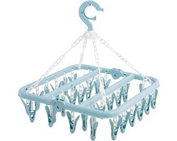 Laundry Hanger, Windproof Hook, Drying Rack with Non-slip Teeth and Steel Feathers, Sock Hanger, Laundry Room Cabinet, Clothes Line, Shower Curtain Rod (BLUE)