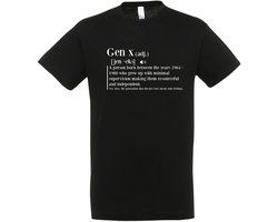 Gen X Betekenis T-shirt - Heren Dames Unisex - cadeau - Grappige T-shirt’s - Origineel Cadeau - Zwart - Funny - Grappig - Maat M