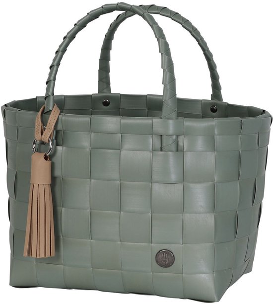 Sac à main - Cabas - Sac de ville - Sac - Sac de travail - Sac à lunch - Sac de bureau - Avec pompon contrasté - vert sauge - vert sauge