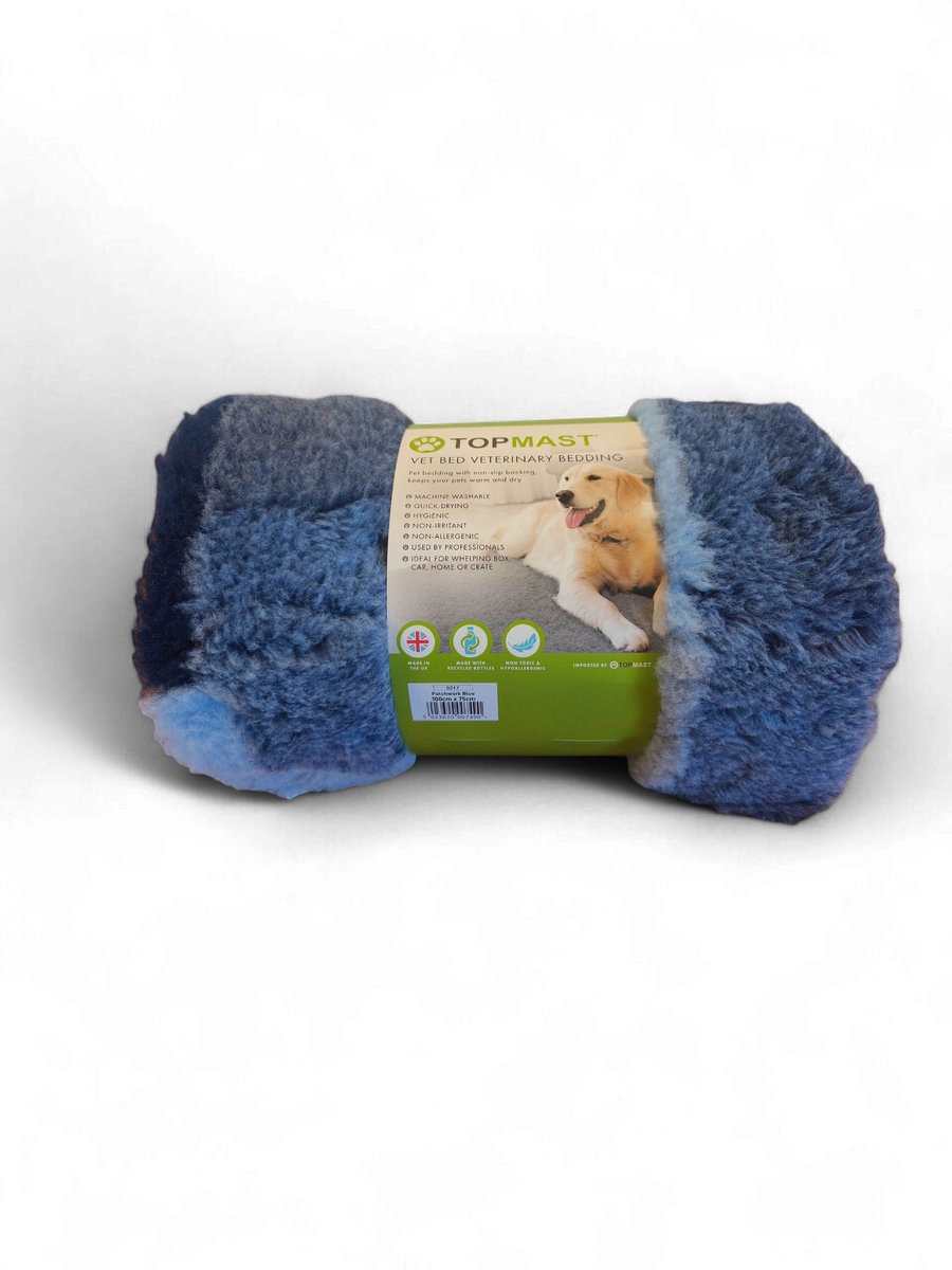 Topmast VetBed Patchwork Patchwork Blue - 100 x 75 cm - Antislip & Hypoallergeen