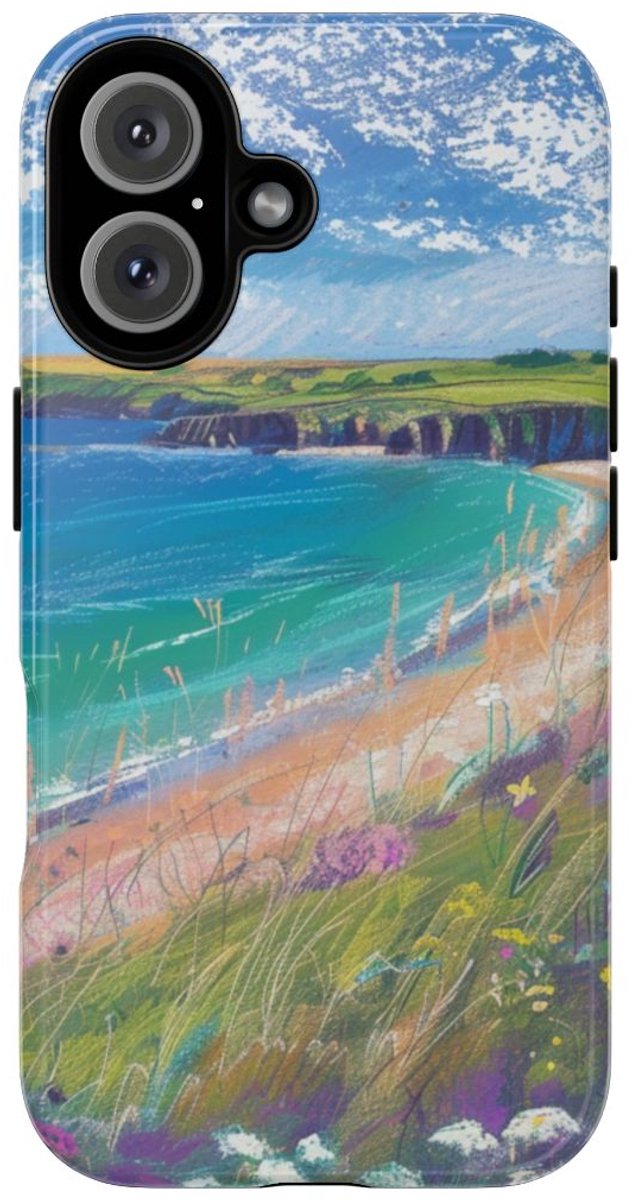 Kustbloemen en Strandlandschap – Telefoonhoesje Geschikt voor iPhone 16