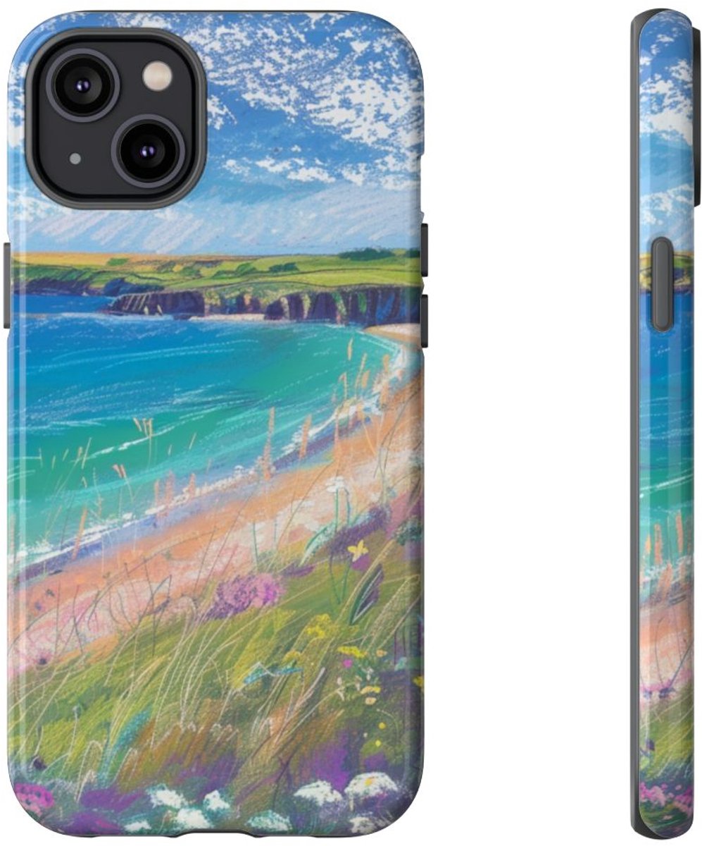 Kustbloemen en Strandlandschap – Telefoonhoesje Geschikt voor iPhone 14 Plus