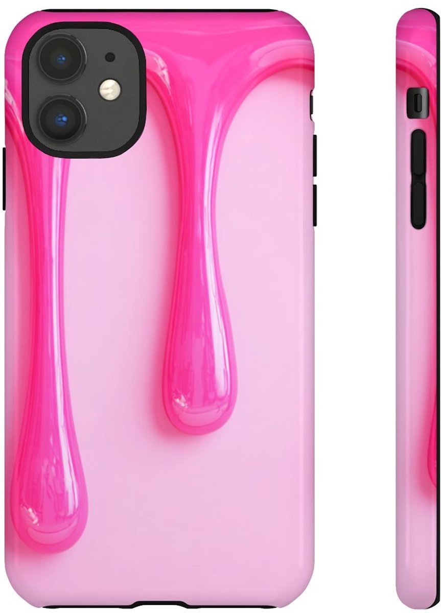 Glanzend Roze Druipend Vloeistofontwerp – Telefoonhoesje Geschikt voor iPhone 11
