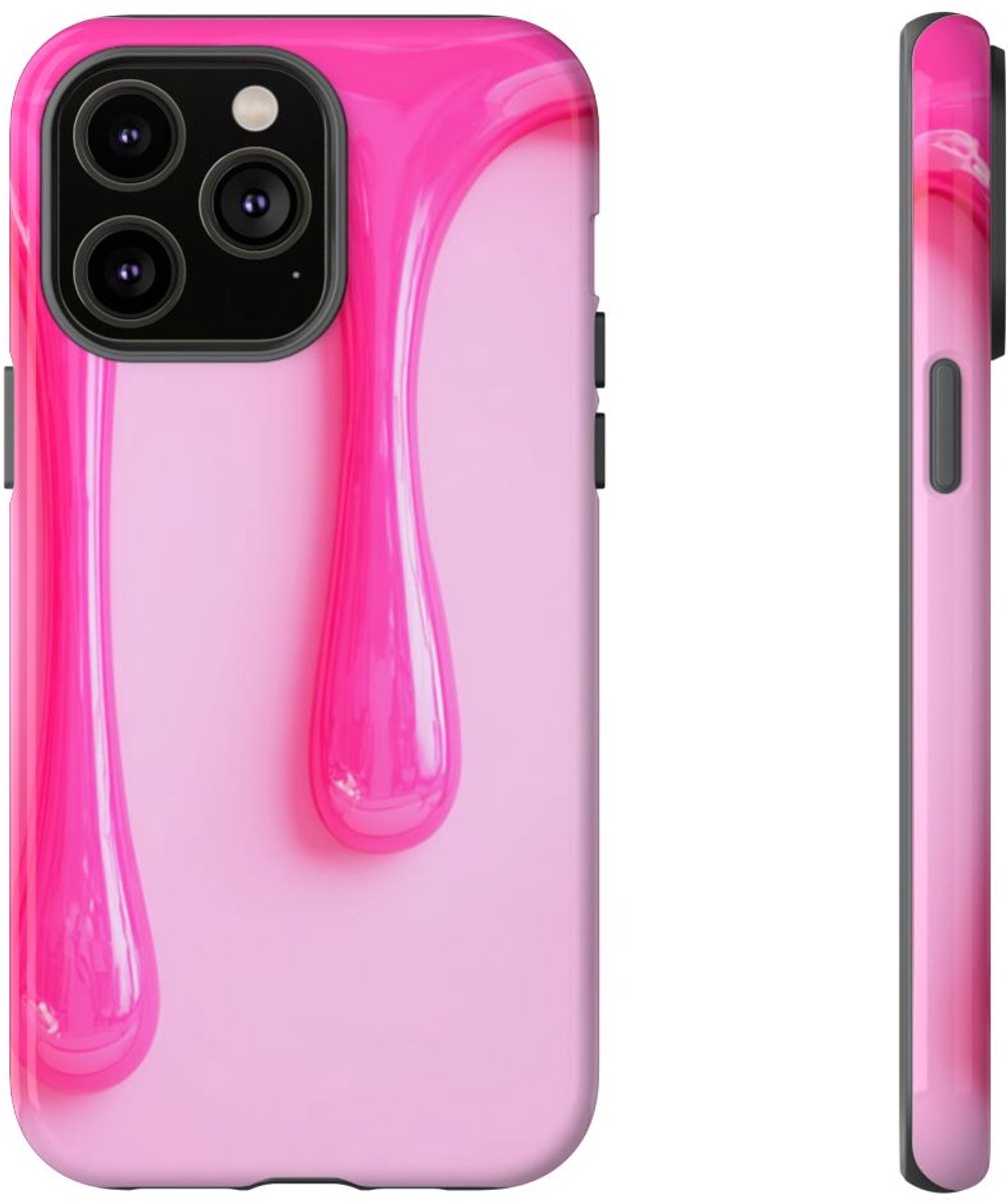 Glanzend Roze Druipend Vloeistofontwerp – Telefoonhoesje Geschikt voor iPhone 14 Pro Max