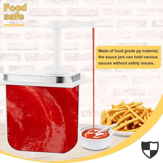 Stainless Steel Condiment Dispenser with PP Plastic Pump, Sauce Dispenser for Ketchup Mayonnaise Steak Sauce Dessert Syrup Vinegar Oil Soy Sauce (1L with bottom) van Merkloos	 — afbeelding 2