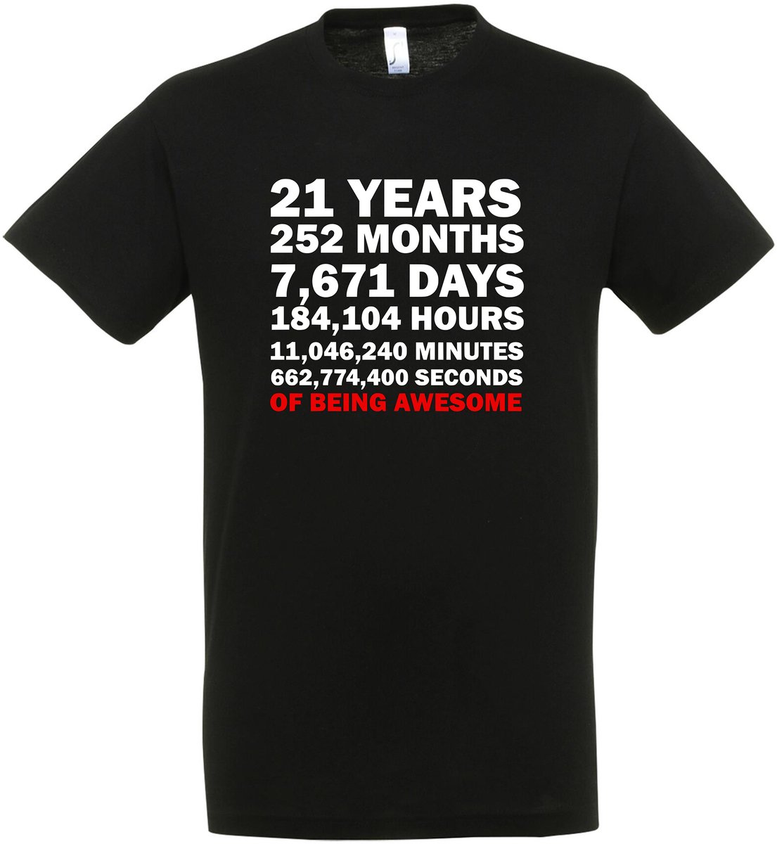 21 Years of being awesome T-shirt - Cadeau - 21e Verjaardag - Feest - 21 jaar cadeau’s - Verjaardag - Gift - 21 Jaar T-shirt - Verjaardag cadeau - Cadeau - 21+ - Maat M