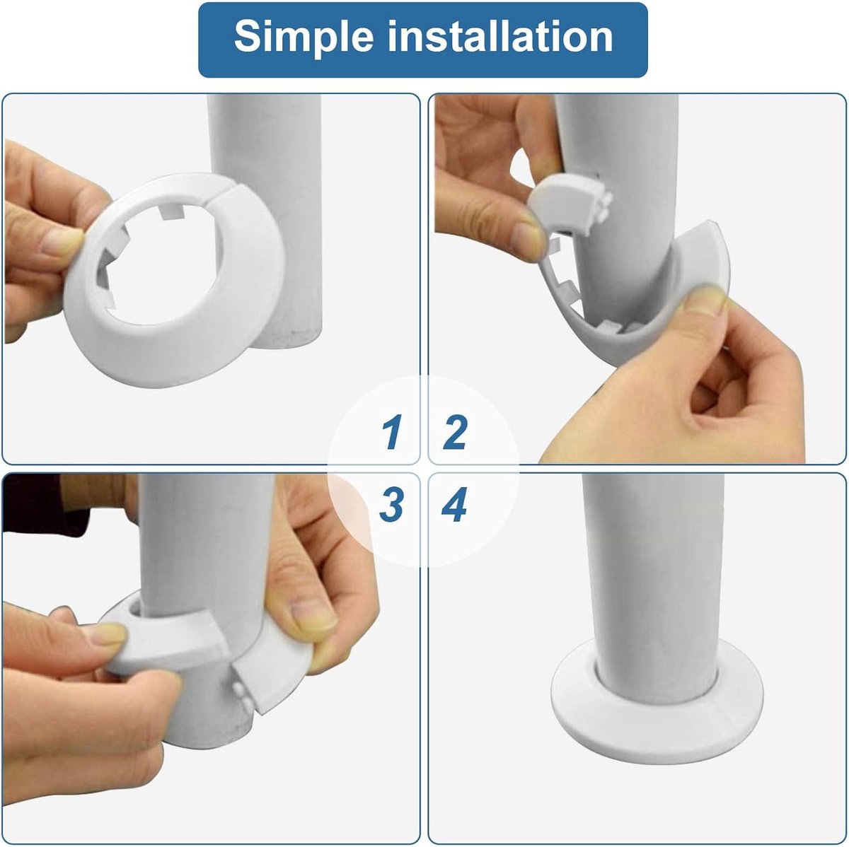 8 Stuks Radiatorpijp Witte Afdekking Witte Plastic Pijpkragen Pijpdecoratie Afdekking Voor Pijp Met Een Diameter Van 16 Mm 8 Stuks Radiatorpijp Witte Afdekking Witte Plastic Pijpkragen Pijpdecoratie Afdekking Voor Pijp Met Een Diameter Van 16 Mm